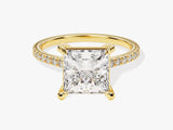 Princess Cut Moissanite Engagement Ring with Pave Set Side Stones (3.00 CT)