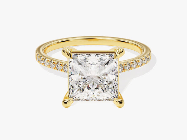Princess Cut Diamond Engagement Ring with Pave Set Side Stones (3.00 CT)