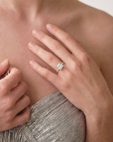Princess Cut Lab Grown Diamond Engagement Ring with Pave Set Side Stones (3.00 CT)