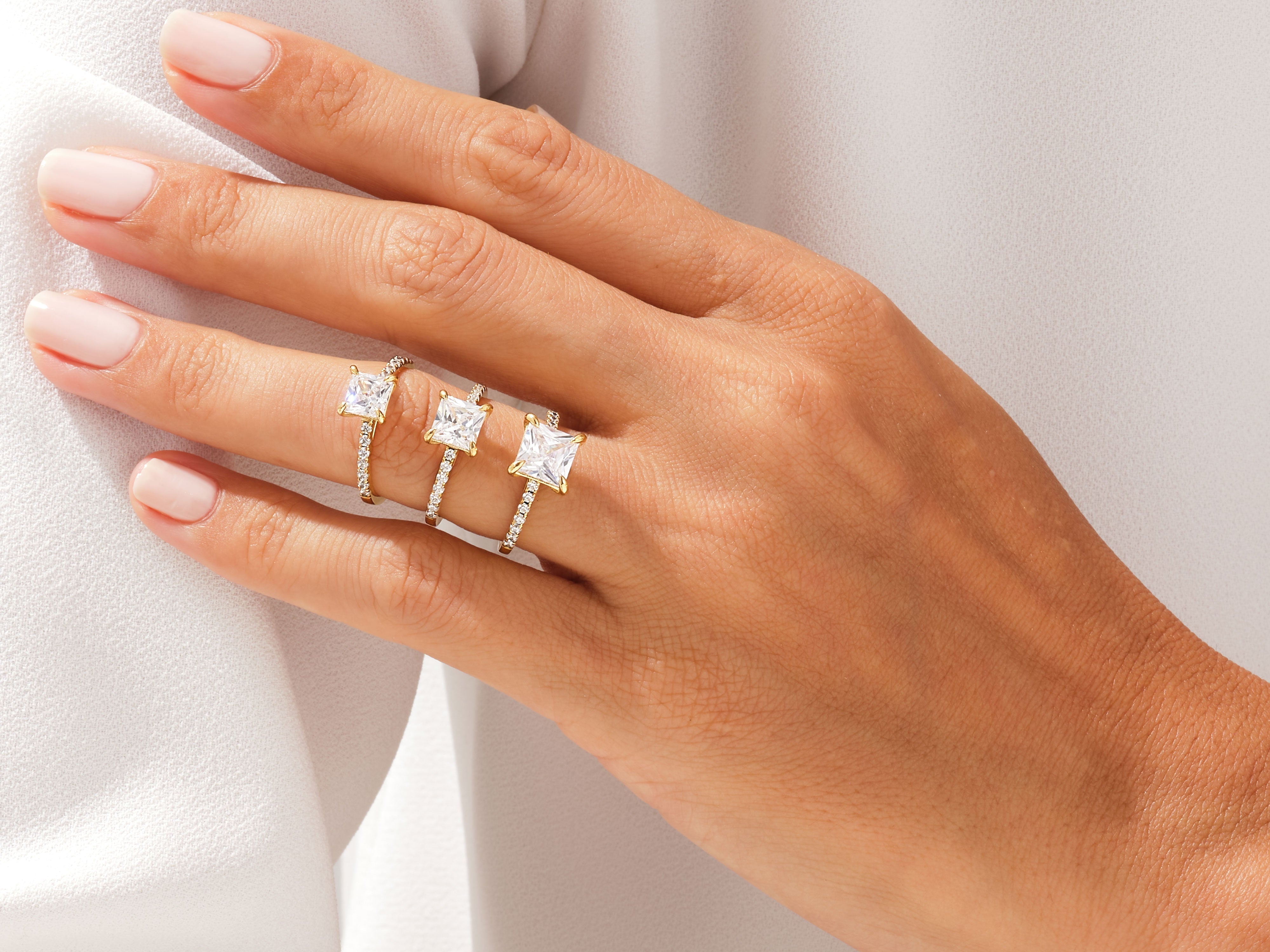 Princess Cut Diamond Engagement Ring with Pave Set Side Stones (1.50 CT)