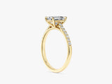 Emerald Cut Lab Grown Diamond Engagement Ring with Pave Set Side Stones (1.00 CT)