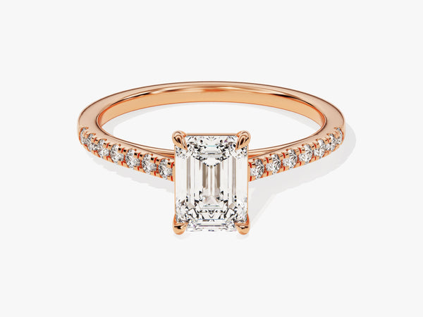Emerald Cut Diamond Engagement Ring with Pave Set Side Stones (1.00 CT)