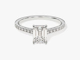 Emerald Cut Moissanite Engagement Ring with Pave Set Side Stones (1.00 CT)