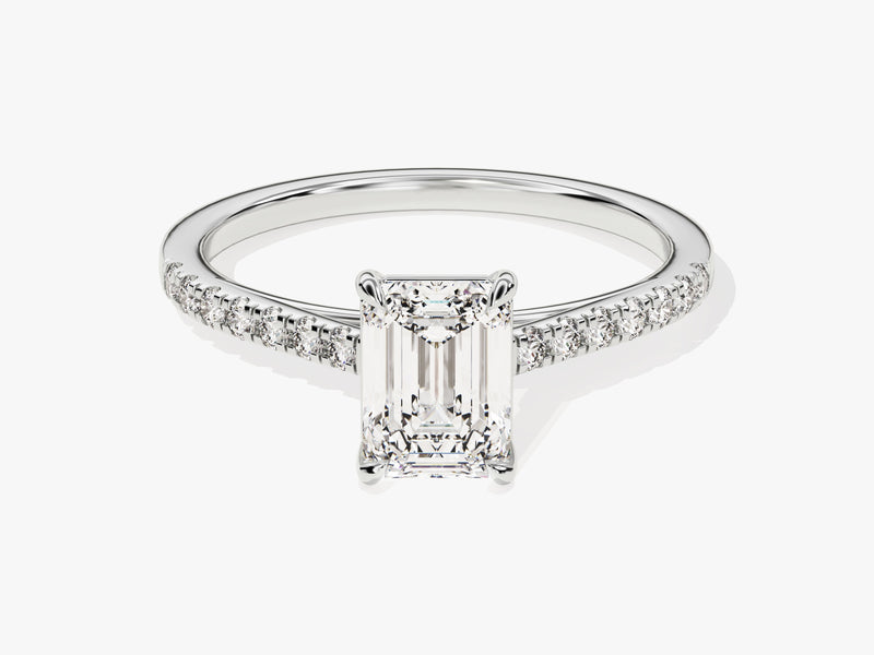 Emerald Cut Diamond Engagement Ring with Pave Set Side Stones (1.00 CT)