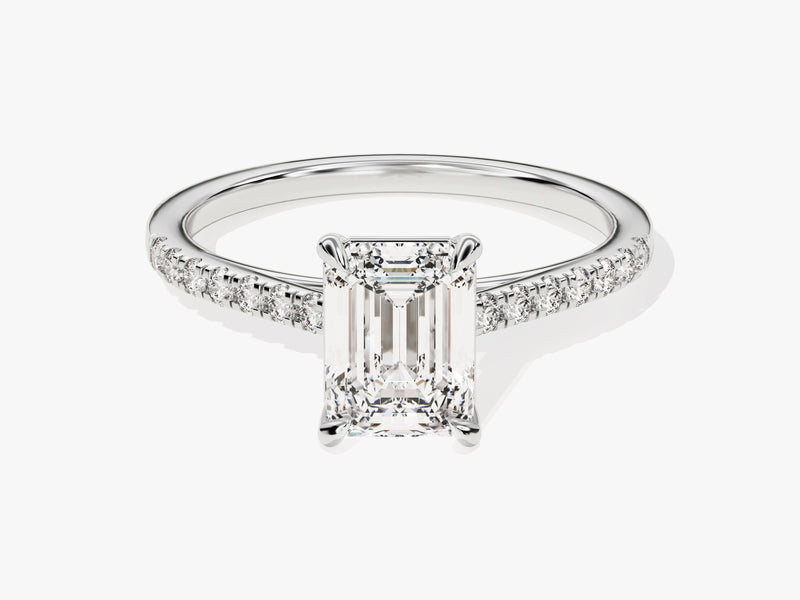 Emerald Cut Diamond Engagement Ring with Pave Set Side Stones (1.50 CT)
