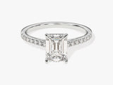 Emerald Cut Moissanite Engagement Ring with Pave Set Side Stones (1.50 CT)