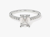 Emerald Cut Lab Grown Diamond Engagement Ring with Pave Set Side Stones (1.50 CT)