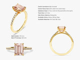 Emerald Cut Peach Morganite Engagement Ring with Sidestones