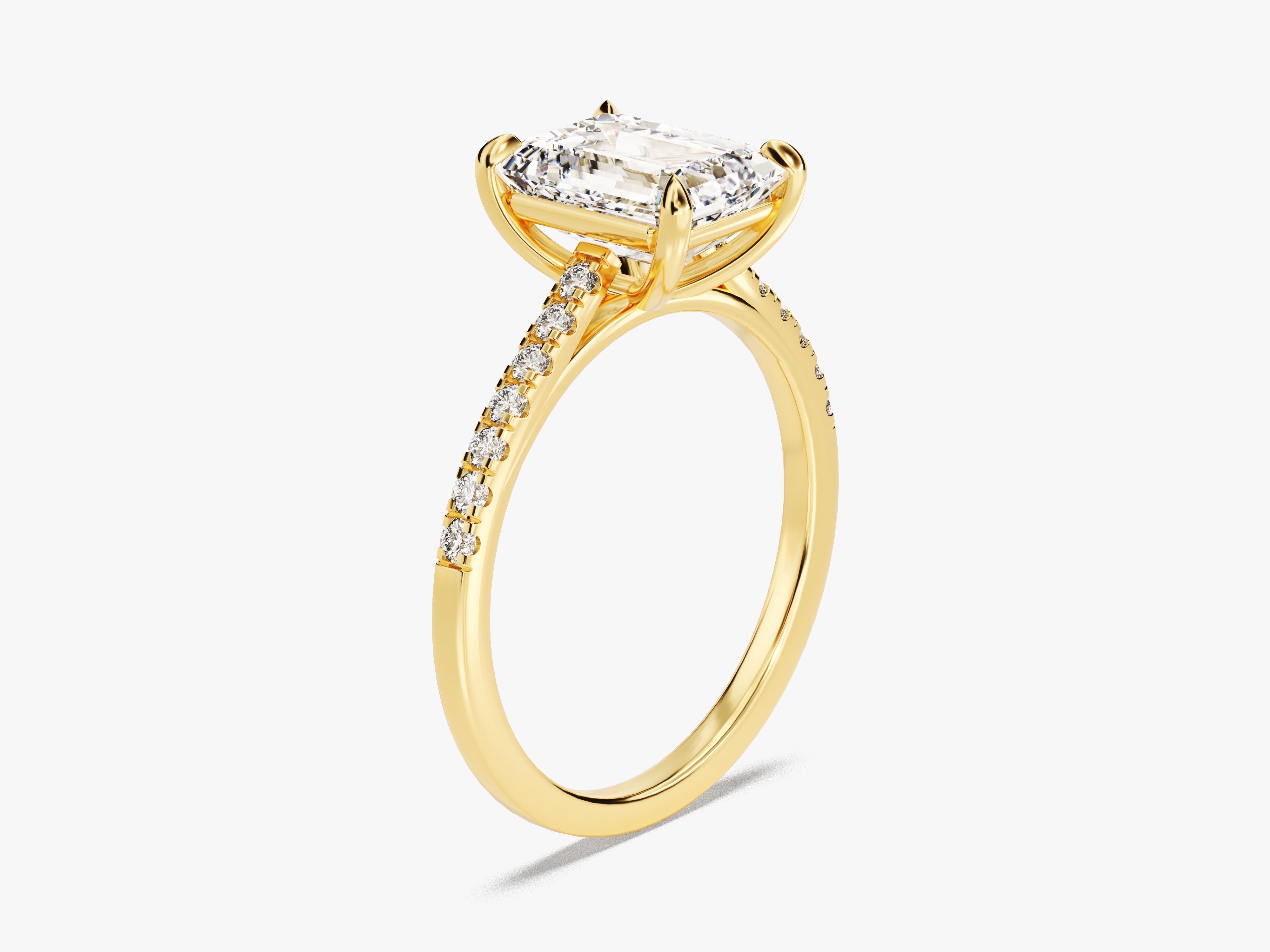 Emerald Cut Diamond Engagement Ring with Pave Set Side Stones (2.00 CT)