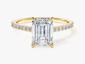 Emerald Cut Lab Grown Diamond Engagement Ring with Pave Set Side Stones (2.00 CT)