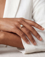 Emerald Cut Moissanite Engagement Ring with Pave Set Side Stones (2.00 CT)
