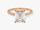 Emerald Cut Moissanite Engagement Ring with Pave Set Side Stones (3.00 CT)