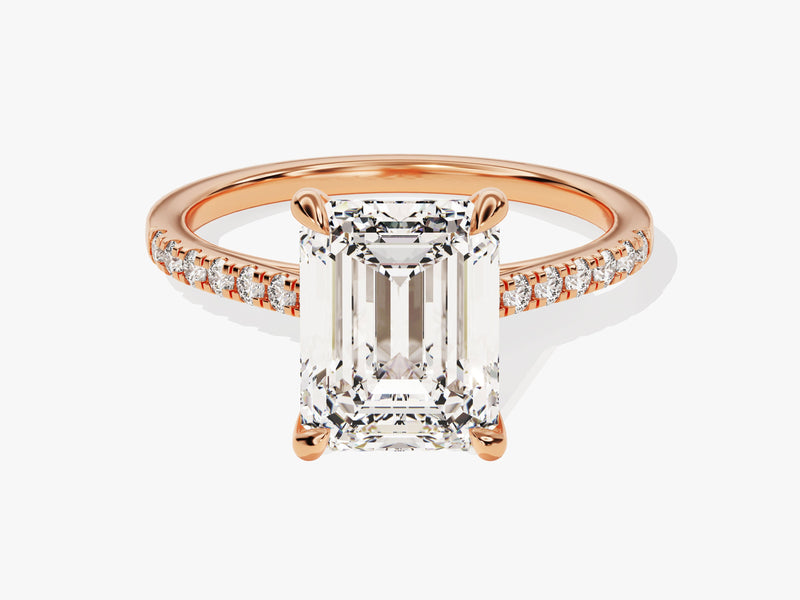 Emerald Cut Diamond Engagement Ring with Pave Set Side Stones (3.00 CT)