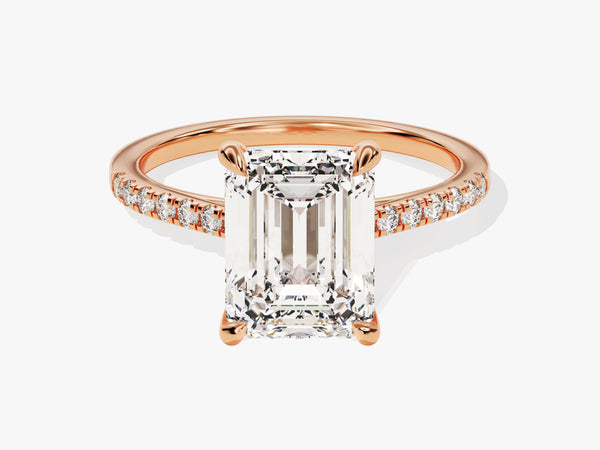 Emerald Cut Moissanite Engagement Ring with Pave Set Side Stones (3.00 CT)