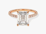 Emerald Cut Lab Grown Diamond Engagement Ring with Pave Set Side Stones (3.00 CT)