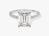 Emerald Cut Moissanite Engagement Ring with Pave Set Side Stones (3.00 CT)