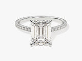 Emerald Cut Lab Grown Diamond Engagement Ring with Pave Set Side Stones (3.00 CT)