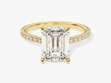 Emerald Cut Diamond Engagement Ring with Pave Set Side Stones (3.00 CT)