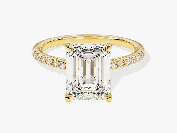 Emerald Cut Diamond Engagement Ring with Pave Set Side Stones (3.00 CT)