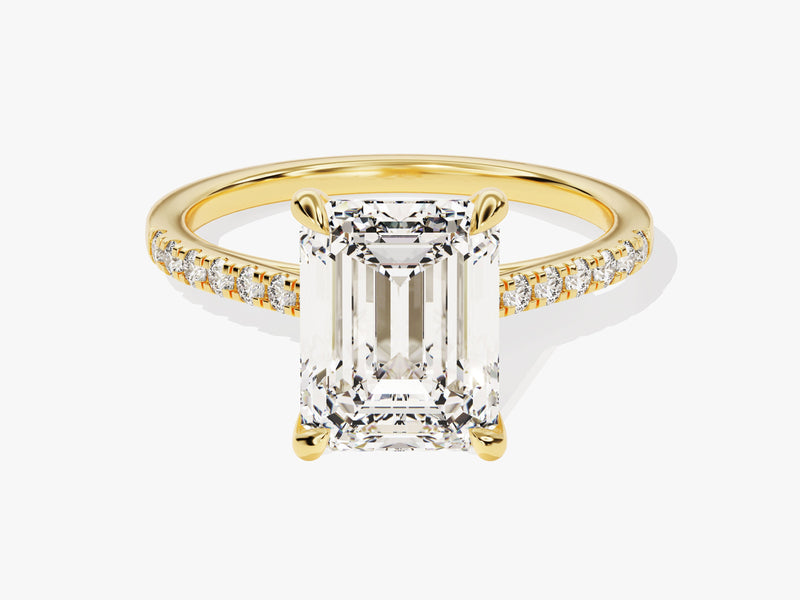 Emerald Cut Diamond Engagement Ring with Pave Set Side Stones (3.00 CT)
