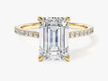 Emerald Cut Lab Grown Diamond Engagement Ring with Pave Set Side Stones (3.00 CT)
