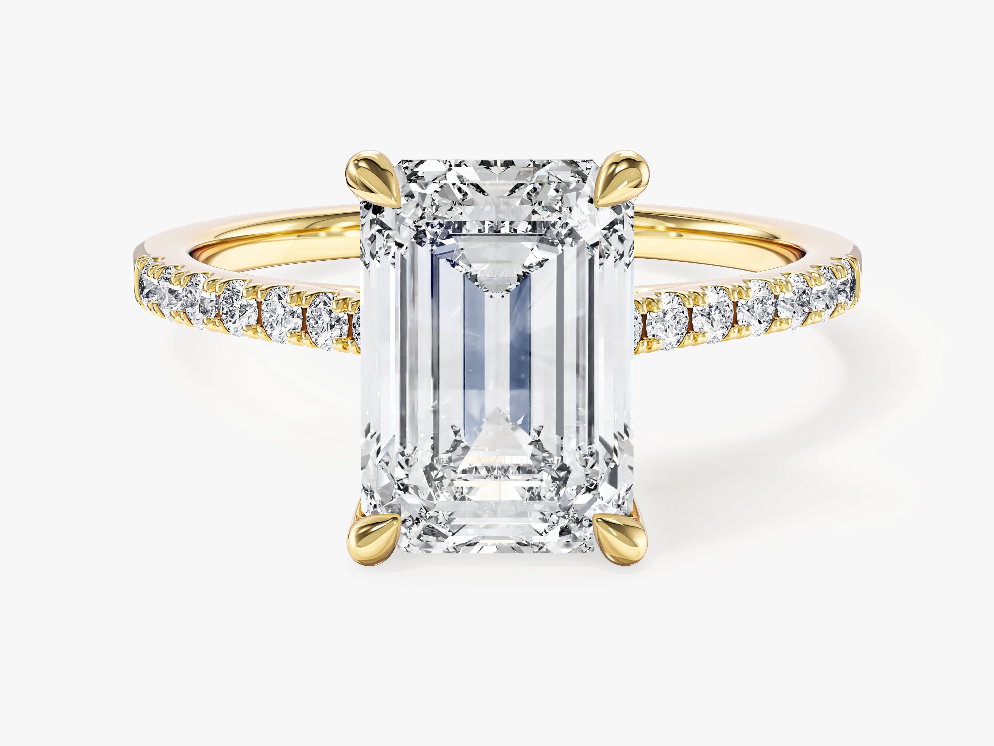 Emerald Cut Moissanite Engagement Ring with Pave Set Side Stones (3.00 CT)