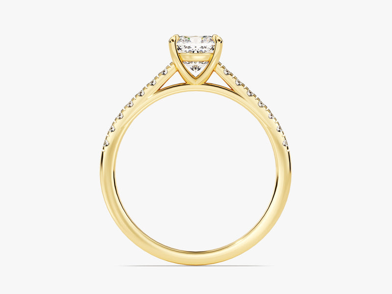 Cushion Cut Moissanite Engagement Ring with Pave Set Side Stones (1.00 CT)