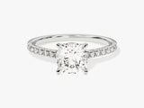 Cushion Cut Moissanite Engagement Ring with Pave Set Side Stones (1.50 CT)