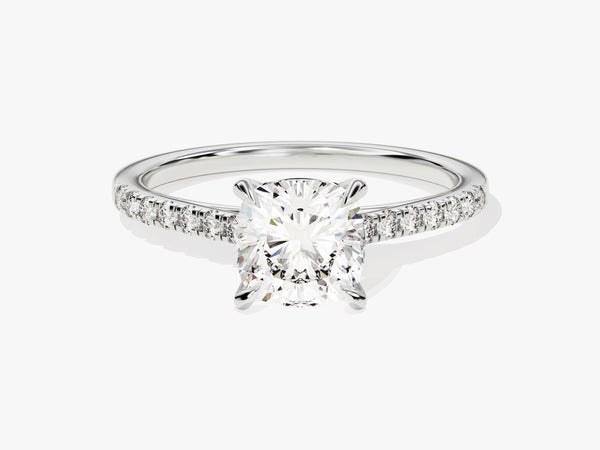 Cushion Cut Diamond Engagement Ring with Pave Set Side Stones (1.50 CT)
