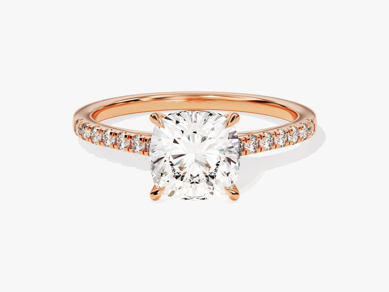 Cushion Cut Diamond Engagement Ring with Pave Set Side Stones (2.00 CT)