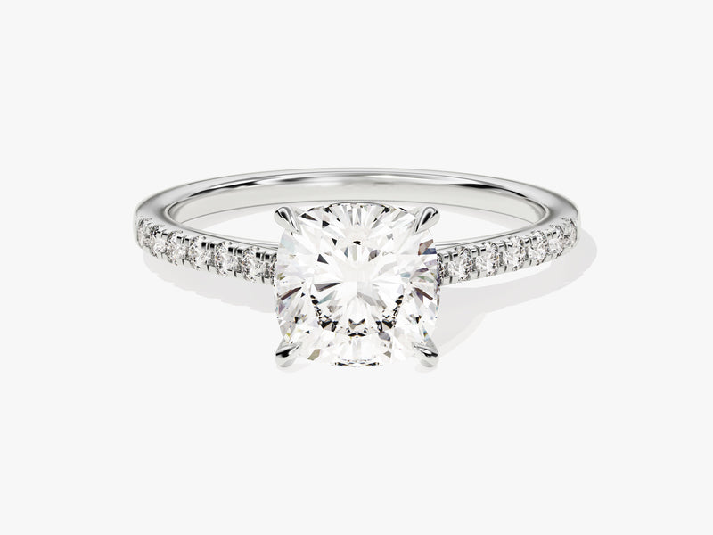 Cushion Cut Diamond Engagement Ring with Pave Set Side Stones (2.00 CT)