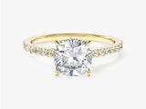 Cushion Cut Lab Grown Diamond Engagement Ring with Pave Set Side Stones (2.00 CT)