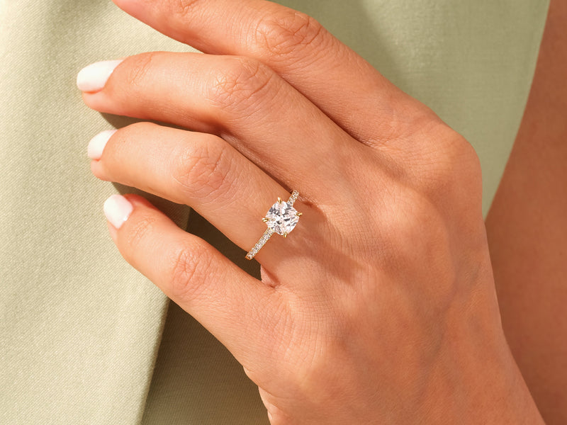Cushion Cut Diamond Engagement Ring with Pave Set Side Stones (3.00 CT)