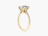 Cushion Cut Moissanite Engagement Ring with Pave Set Side Stones (3.00 CT)