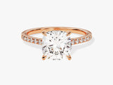 Cushion Cut Diamond Engagement Ring with Pave Set Side Stones (3.00 CT)