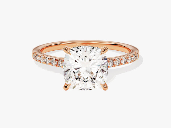 Cushion Cut Diamond Engagement Ring with Pave Set Side Stones (3.00 CT)