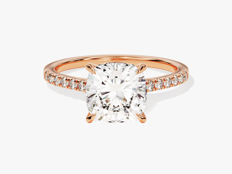 Cushion Cut Diamond Engagement Ring with Pave Set Side Stones (3.00 CT)