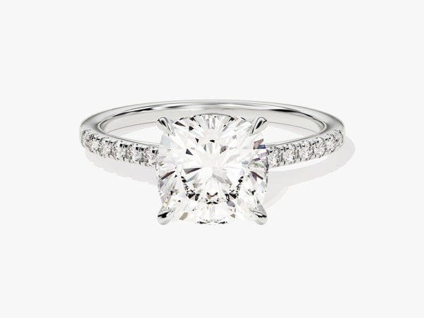 Cushion Cut Diamond Engagement Ring with Pave Set Side Stones (3.00 CT)