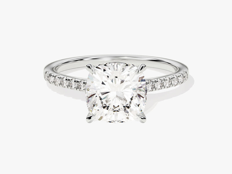 Cushion Cut Diamond Engagement Ring with Pave Set Side Stones (3.00 CT)