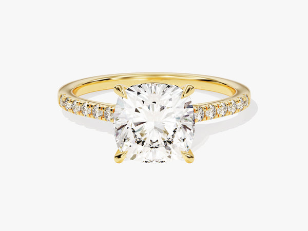 Cushion Cut Moissanite Engagement Ring with Pave Set Side Stones (3.00 CT)