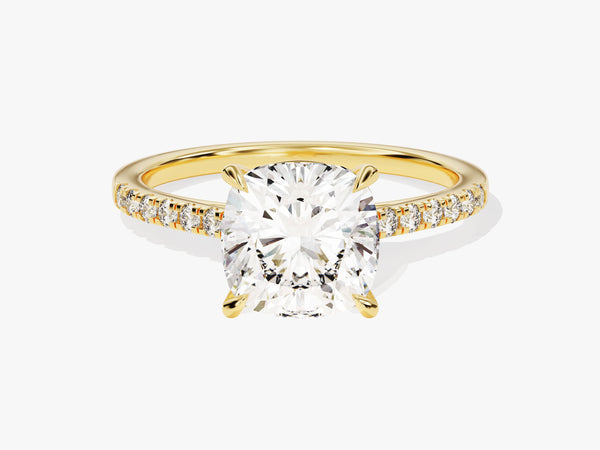 Cushion Cut Diamond Engagement Ring with Pave Set Side Stones (3.00 CT)