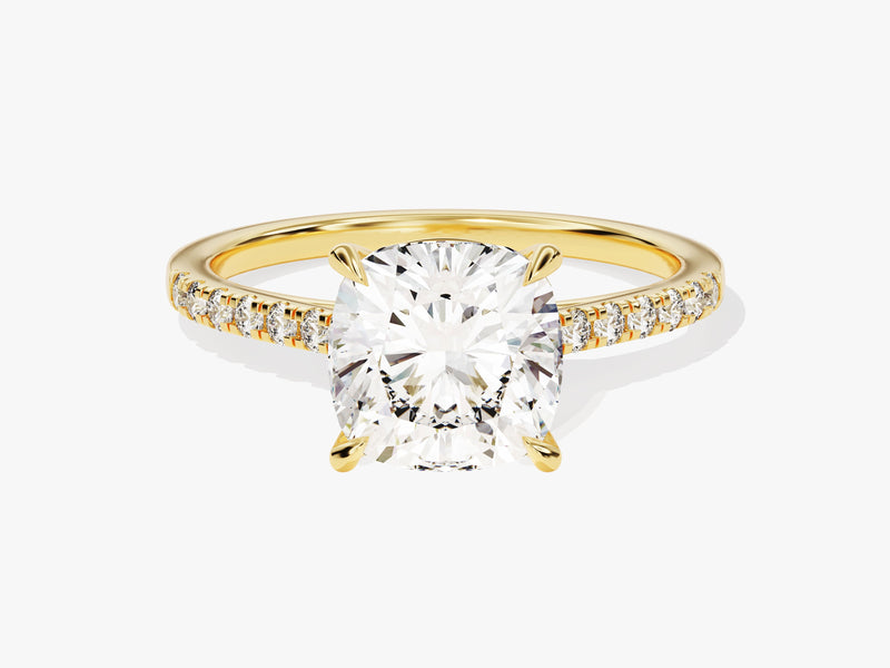 Cushion Cut Diamond Engagement Ring with Pave Set Side Stones (3.00 CT)