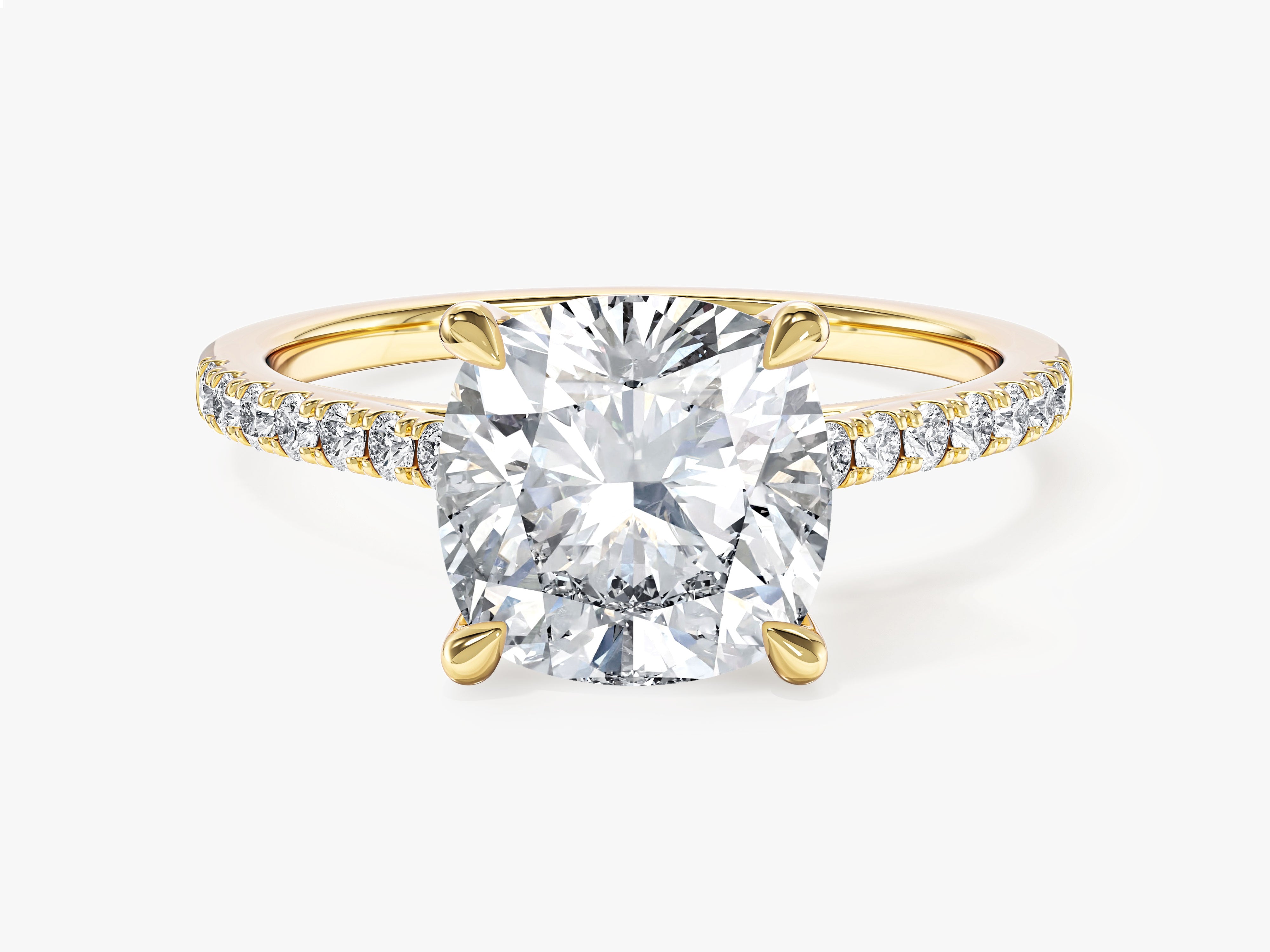 Cushion Cut Moissanite Engagement Ring with Pave Set Side Stones (3.00 CT)