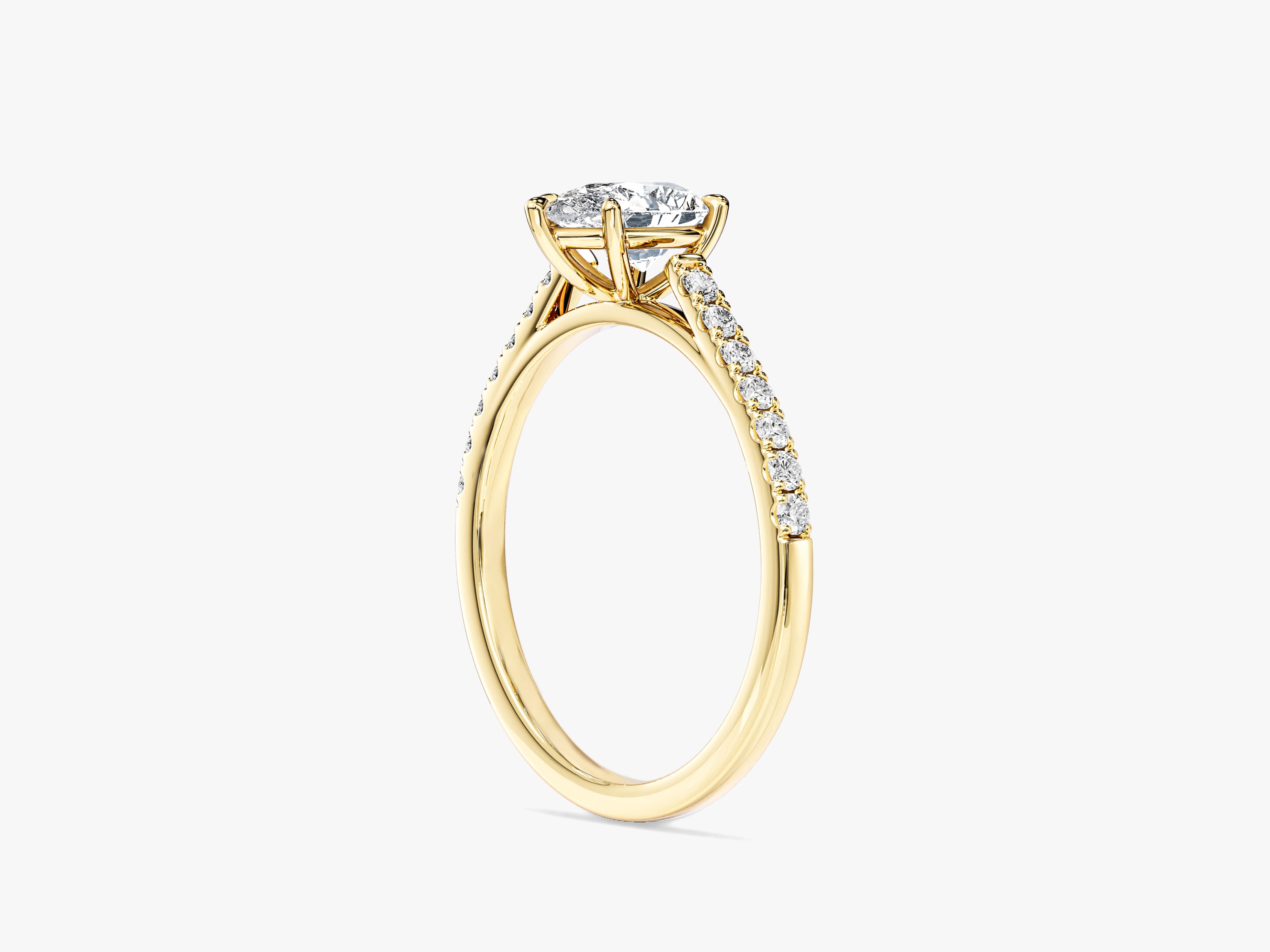 Pear Cut Moissanite Engagement Ring with Pave Set Side Stones (1.00 CT)