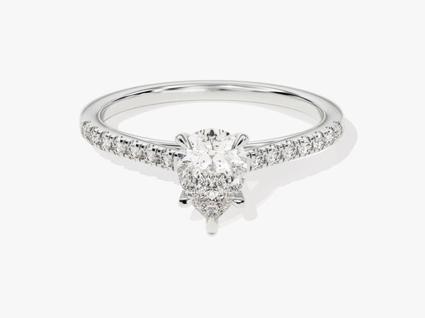 Pear Cut Diamond Engagement Ring with Pave Set Side Stones (1.00 CT)