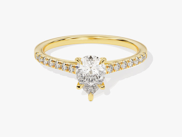 Pear Cut Diamond Engagement Ring with Pave Set Side Stones (1.00 CT)