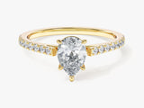 Pear Cut Moissanite Engagement Ring with Pave Set Side Stones (1.00 CT)