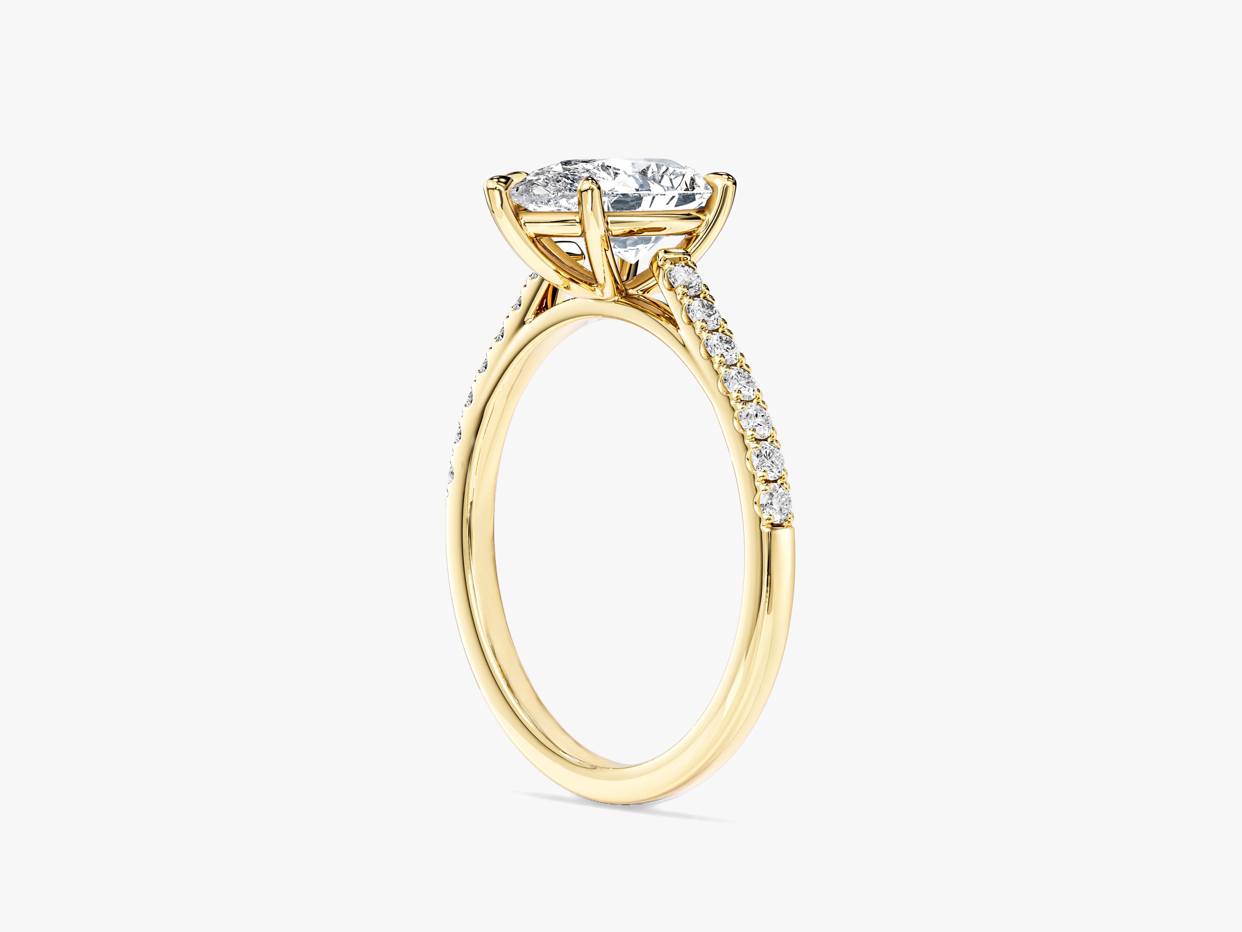 Pear Cut Moissanite Engagement Ring with Pave Set Side Stones (1.50 CT)