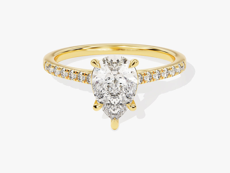 Pear Cut Diamond Engagement Ring with Pave Set Side Stones (1.50 CT)