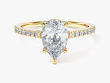 Pear Cut Moissanite Engagement Ring with Pave Set Side Stones (1.50 CT)